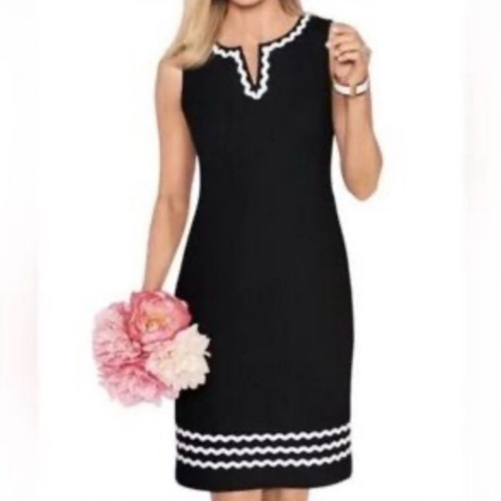 Talbots Black & White Rick Rack Trim Dress